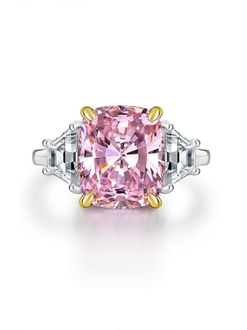 Pink [R 0302] 925 Sterling Silver High Carbon Diamond Geometric Luxury Ring